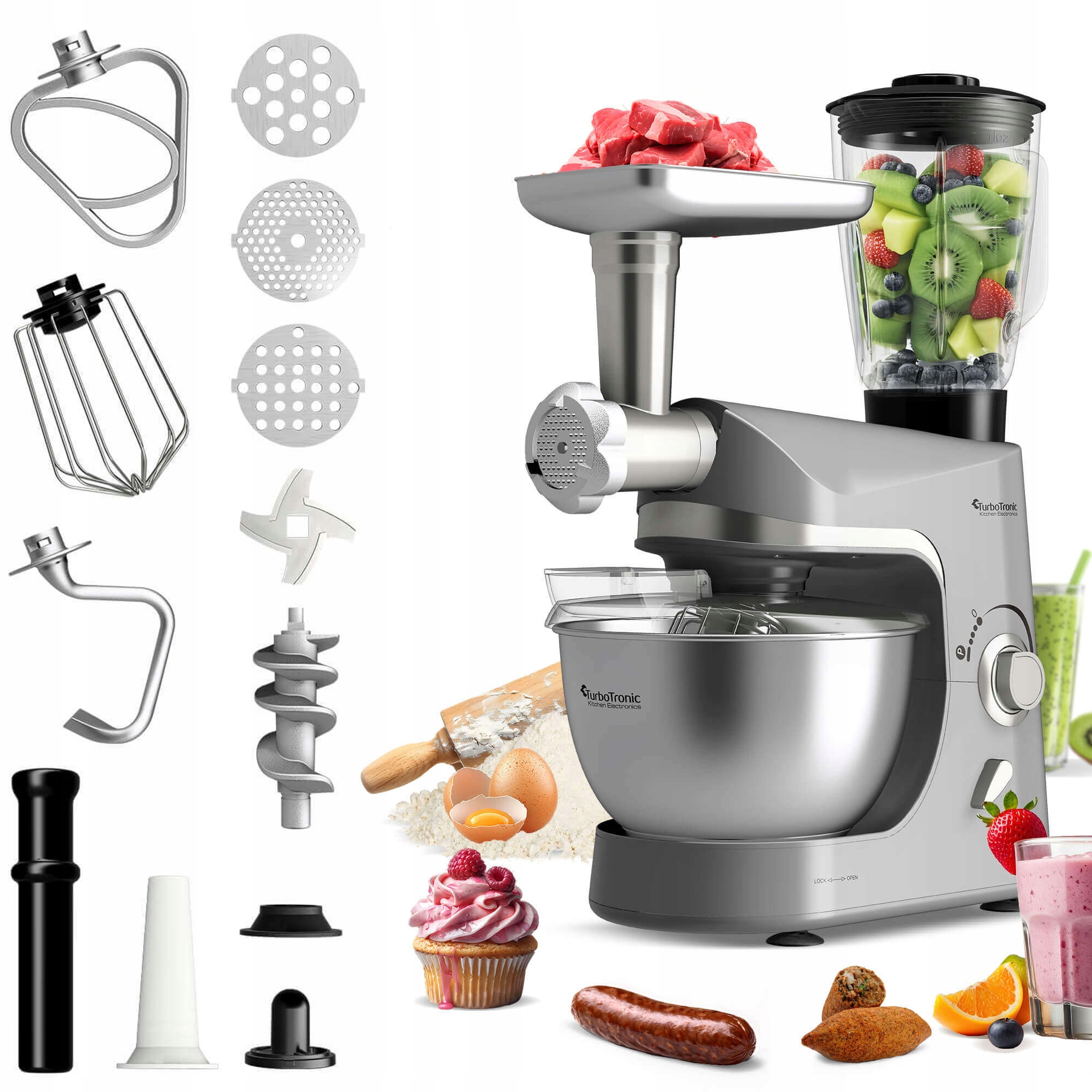Planetárny Kuchynský Robot Planetárny Mixér 2000W Stolný Mixér