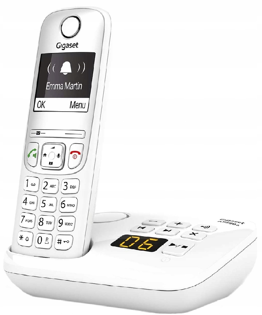 Telefon bezprzewodowy z automatyczną sekretarką, menu j. polski