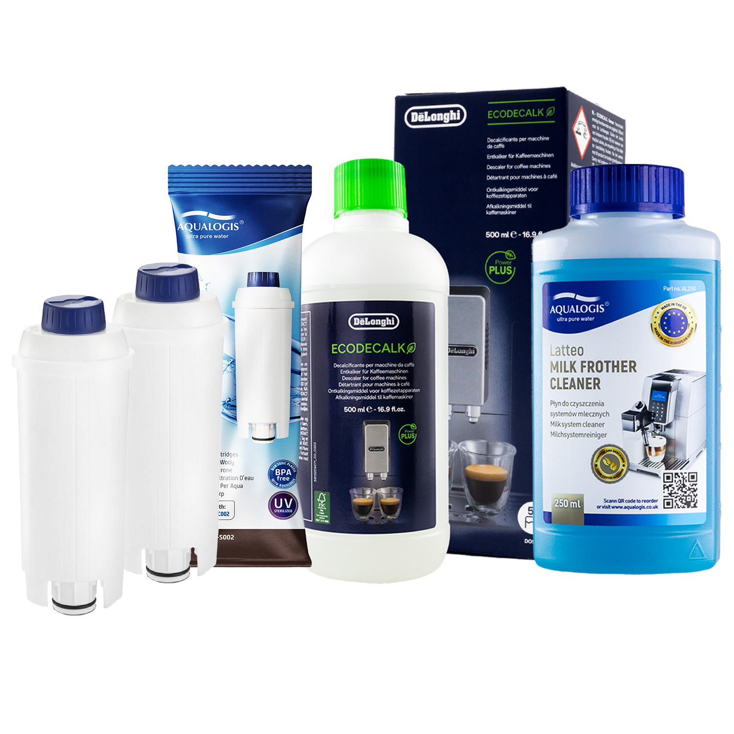 2x Filtr do kávovaru Delonghi AL-S002 EcoDecalk 500 ml Tekutina 250 ml