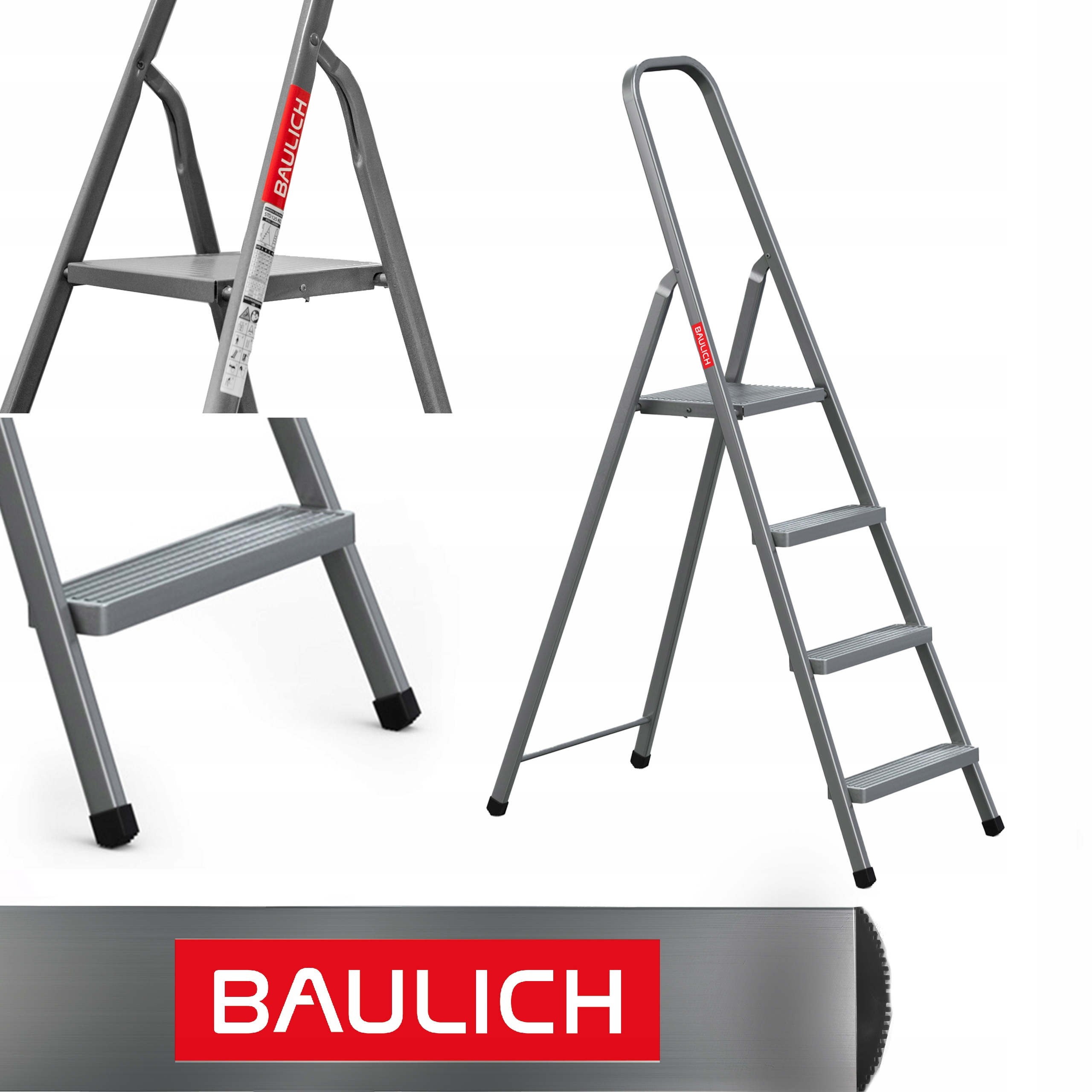 Baulich Skládací 4stupňový šedý domácí Žebřík