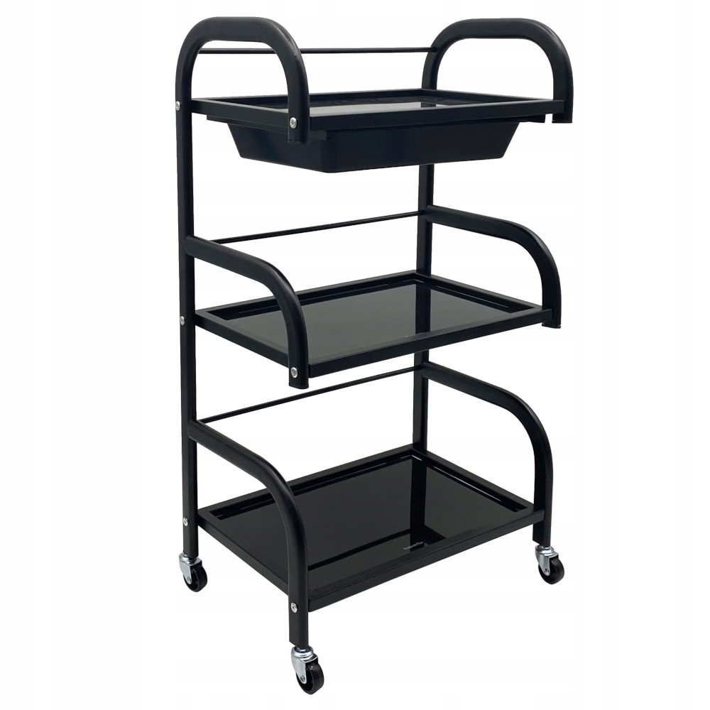 Pomocník Kosmetický Stolek Skříňka Do Obývacího Pokoje Regál Skleněné Police Černá