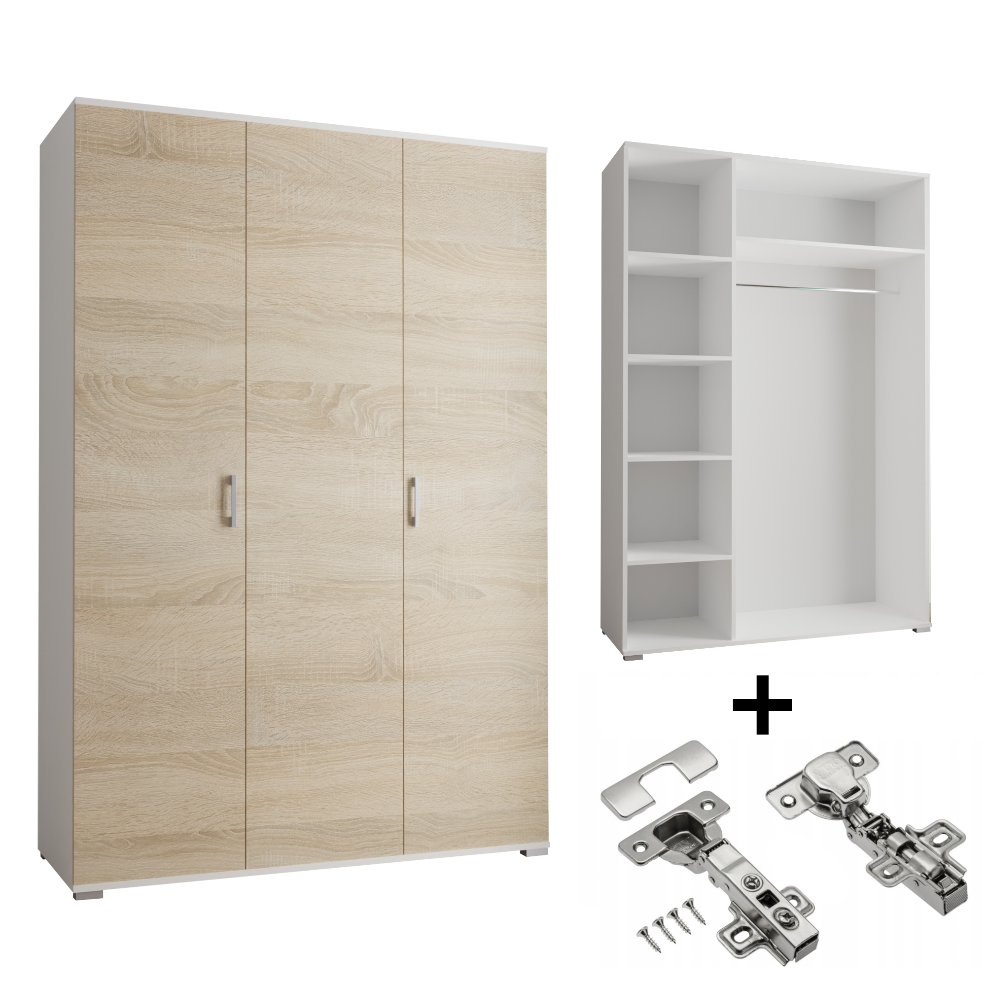 Skříň Akce 3-D 120 x 192 x 51 cm Bílá Sonoma S Tlumením Dovírání