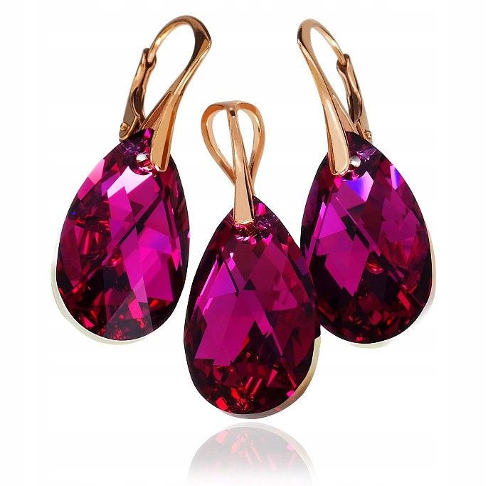 Křišťály Komplet Fuchsiové Růžové Zlato