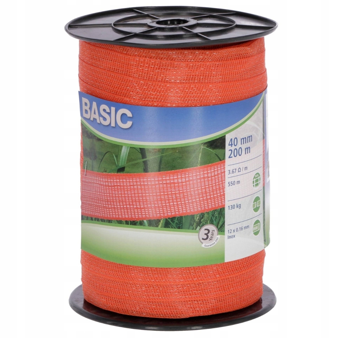 Taśma BASIC 40 mm 200m dla koni PASTUCH pomarańczo