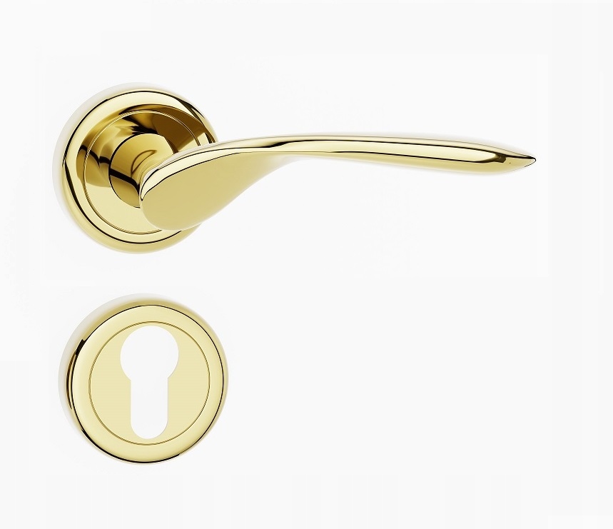 kľučka na dvere komplet rozety štítok vložka Milena okrúhla zlatá