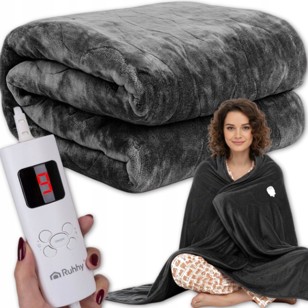 Koc Elektryczny podgrzewany dwuosobowy Ciepły Miękki 9 trybów Pilot