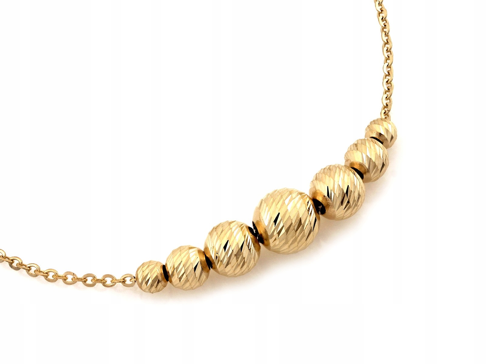 Dámský zlatý náhrdelník 585, módní řetízek s diamantovými kuličkami 14k