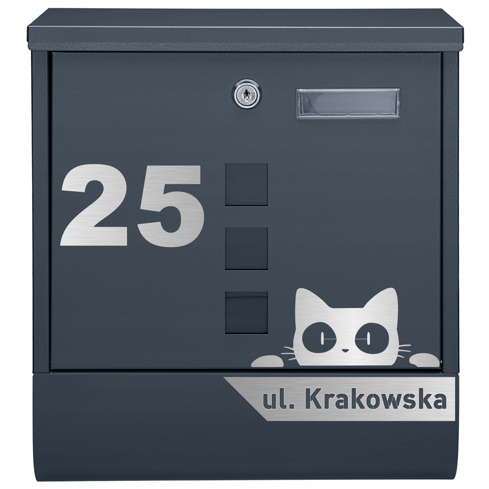 Poštovní Schránka Na Poštovní Dopisy Antracit Laminát Vzor 2 Kočiček Stříbrná