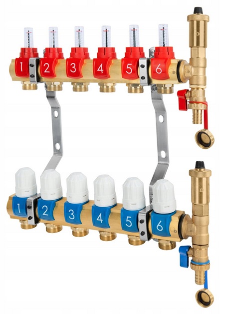 СПЛИТТЕР 5 ЦЕПЕЙ ПОДОГРЕВА ПОЛА ДЛЯ НАПОЛЬНОГО ПОКРЫТИЯ ЛАТУННЫЙ АЛМАЗ