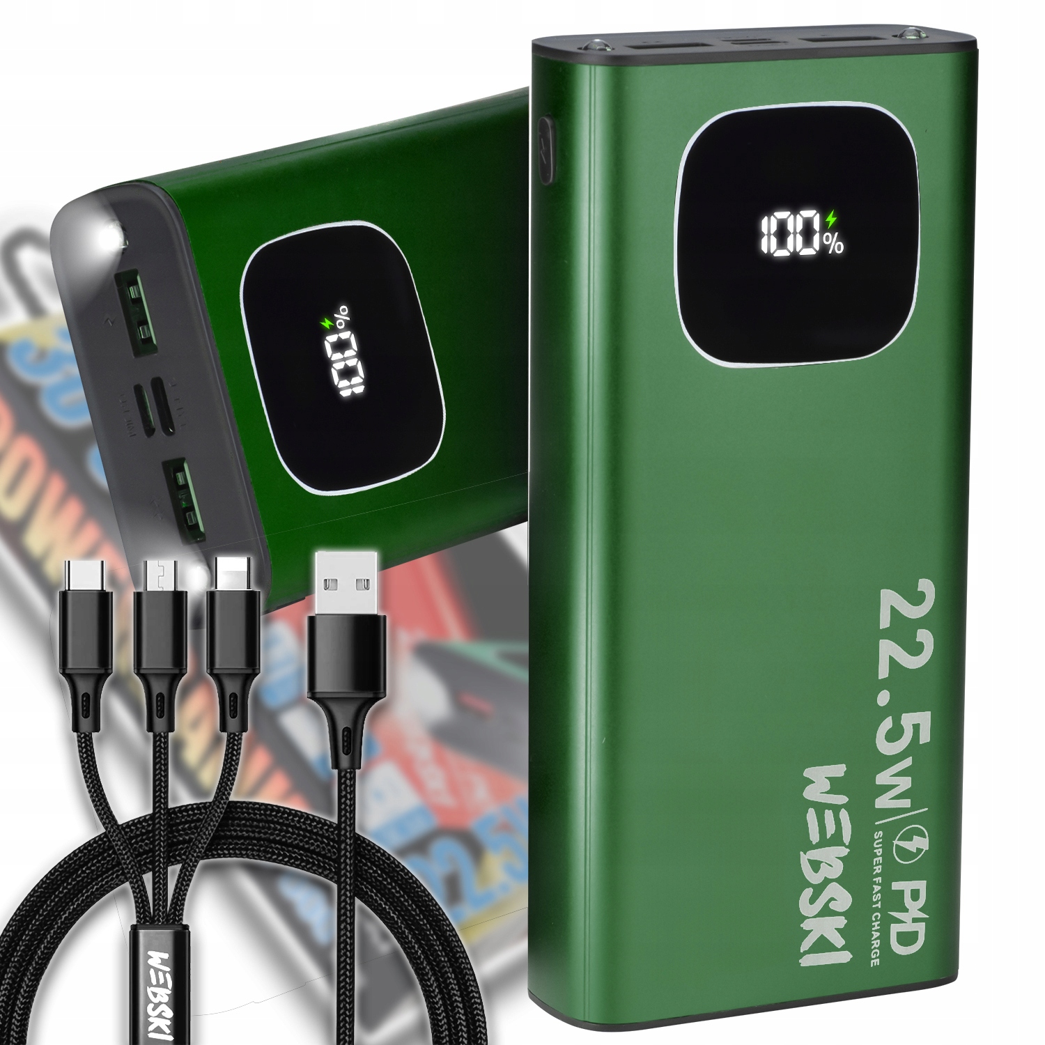 Výkonná Powerbanka 30000 Mah Usb-c Usb Quick Charge Usb Kabel 3V1