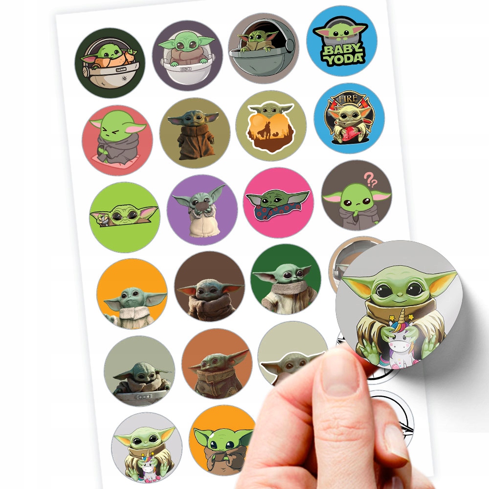 

Markowe Naklejki Baby Yoda Grogu Jakość 24SZ