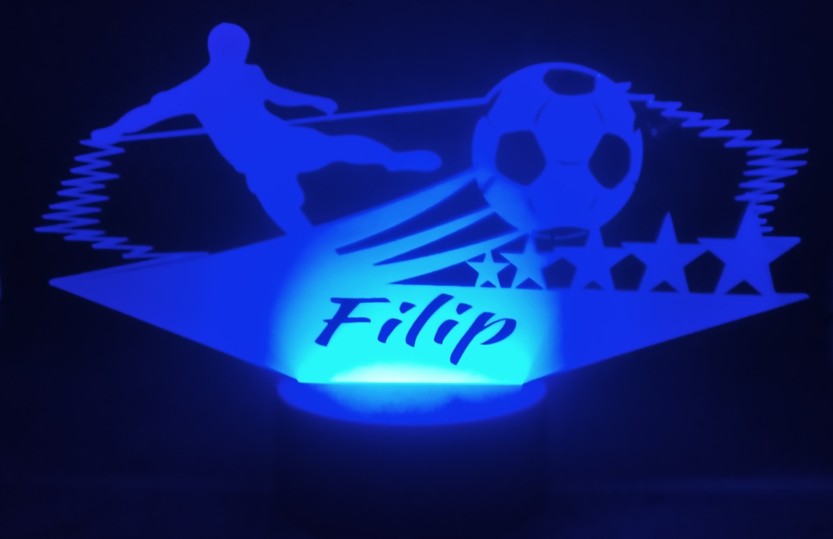 LAMPKA 3D LED Z PILOTEM PIŁKARZ Z IMIENIEM PREZENT Bohater / Bajka Inny