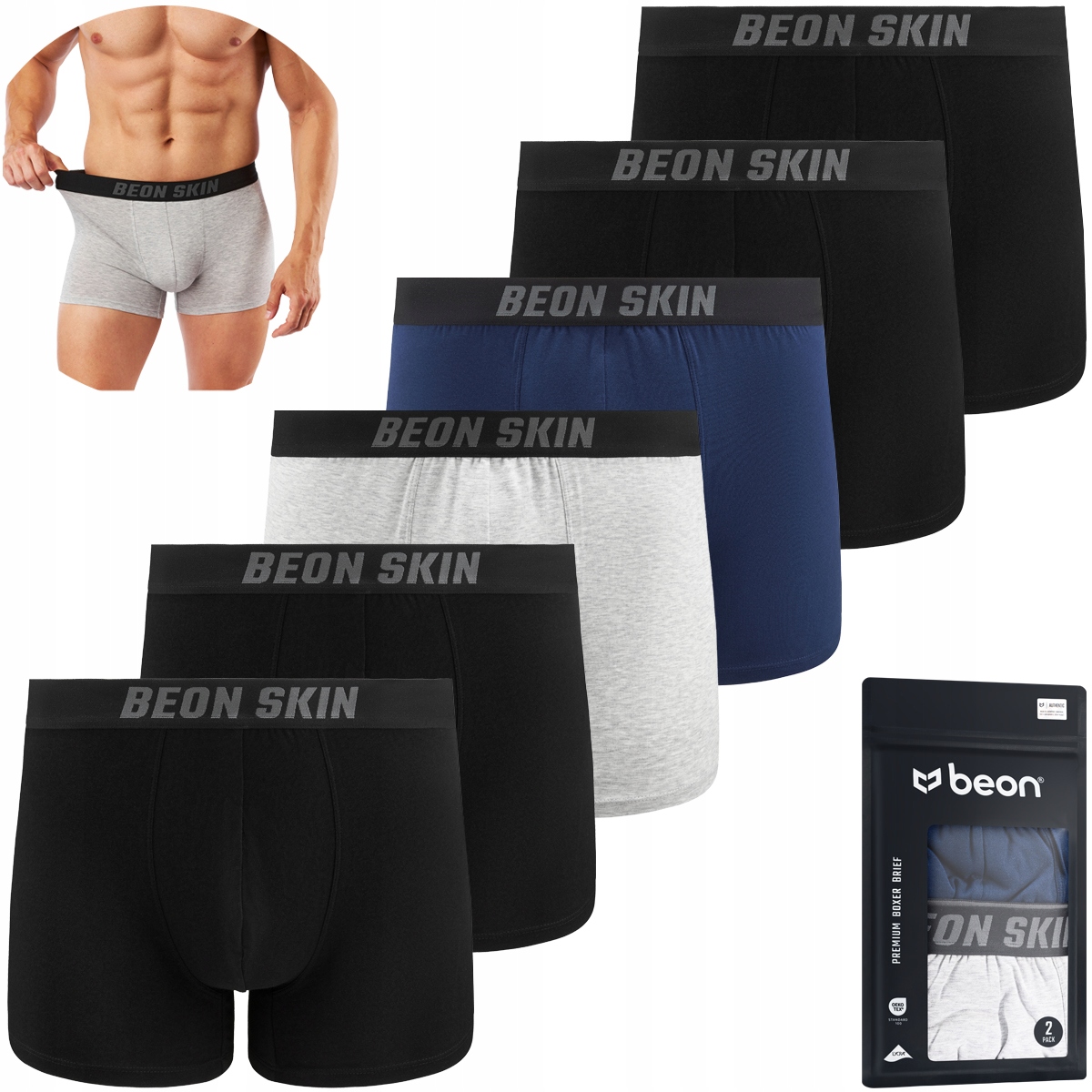 Bokserki Męskie Bawełniane Premium Bawełna Czesana Wielopak Zestaw 6x XL