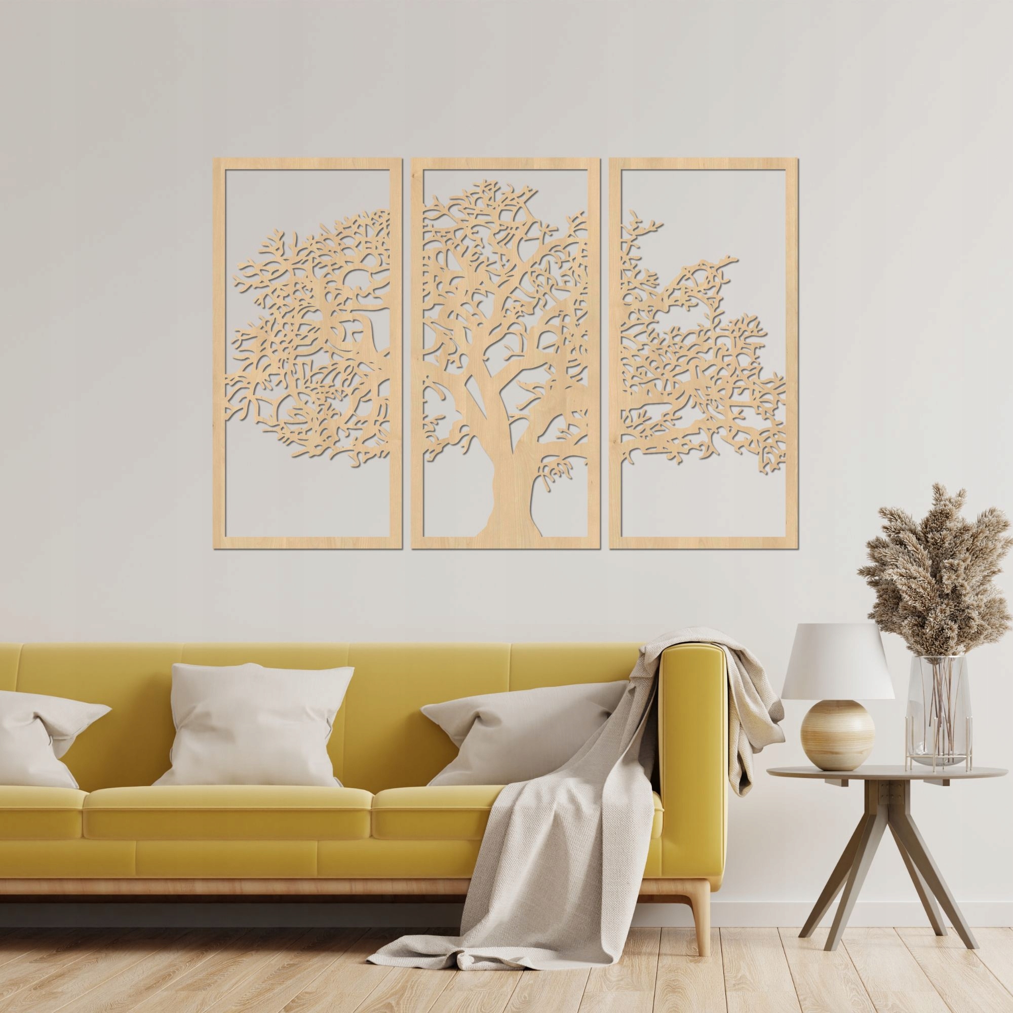 Viacdielna drevená dekorácia strom, Obraz na stenu, 135 x 90 cm Javor