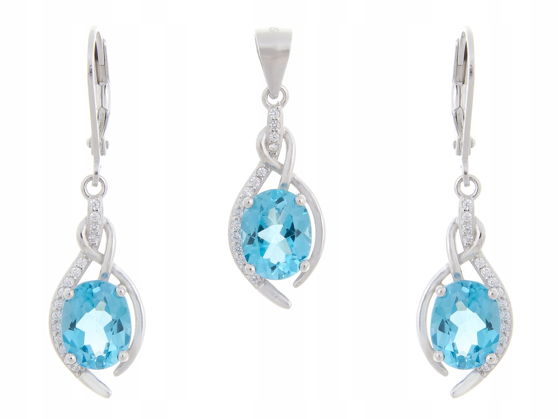 Stříbrný Rhodiovaný Komplet Kol+wis Swiss Topaz Přírodní Dárek