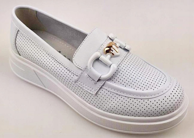 Akce!! Barski Polobotky Bílé Kožené Ažurové LR720 vel. 40