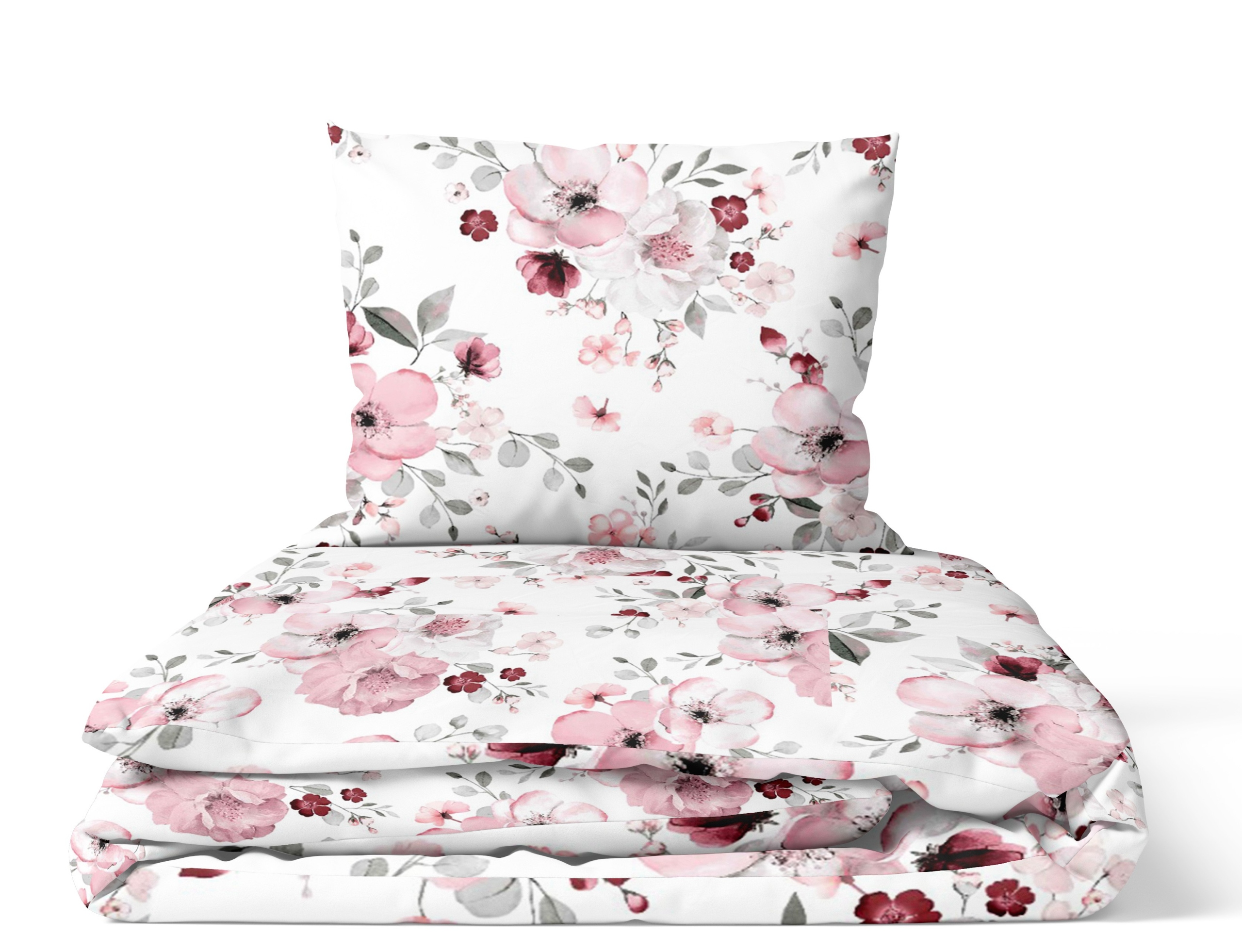 Sada Povlečení 160 x 200 cm Bavlněný květ jabloně na bílé barvě