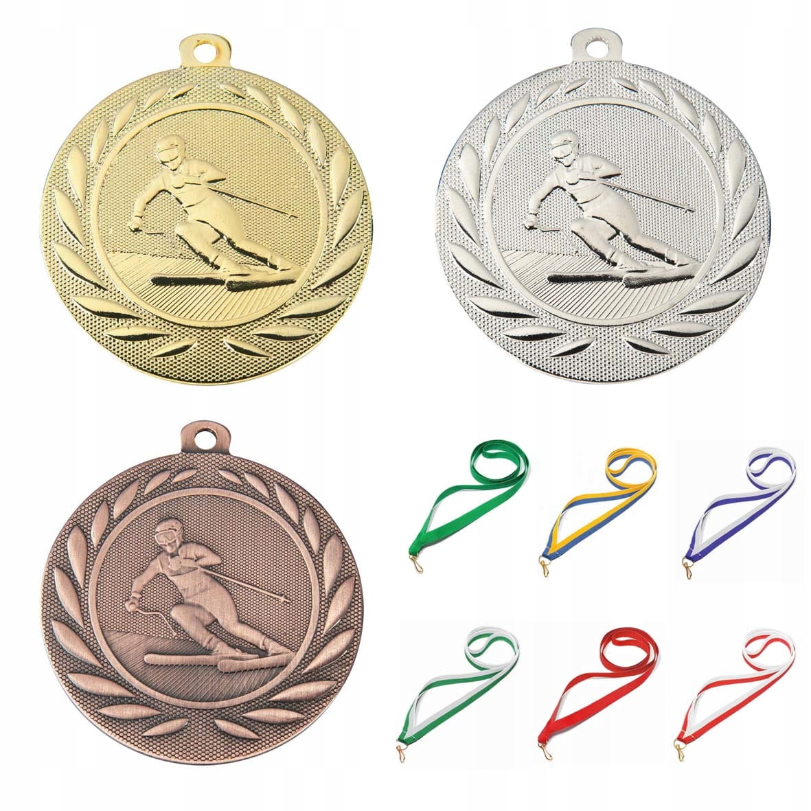 MEDAL ZŁOTY NARCIARSTWO 50MM + WSTĄŻKA , narty Materiał metal