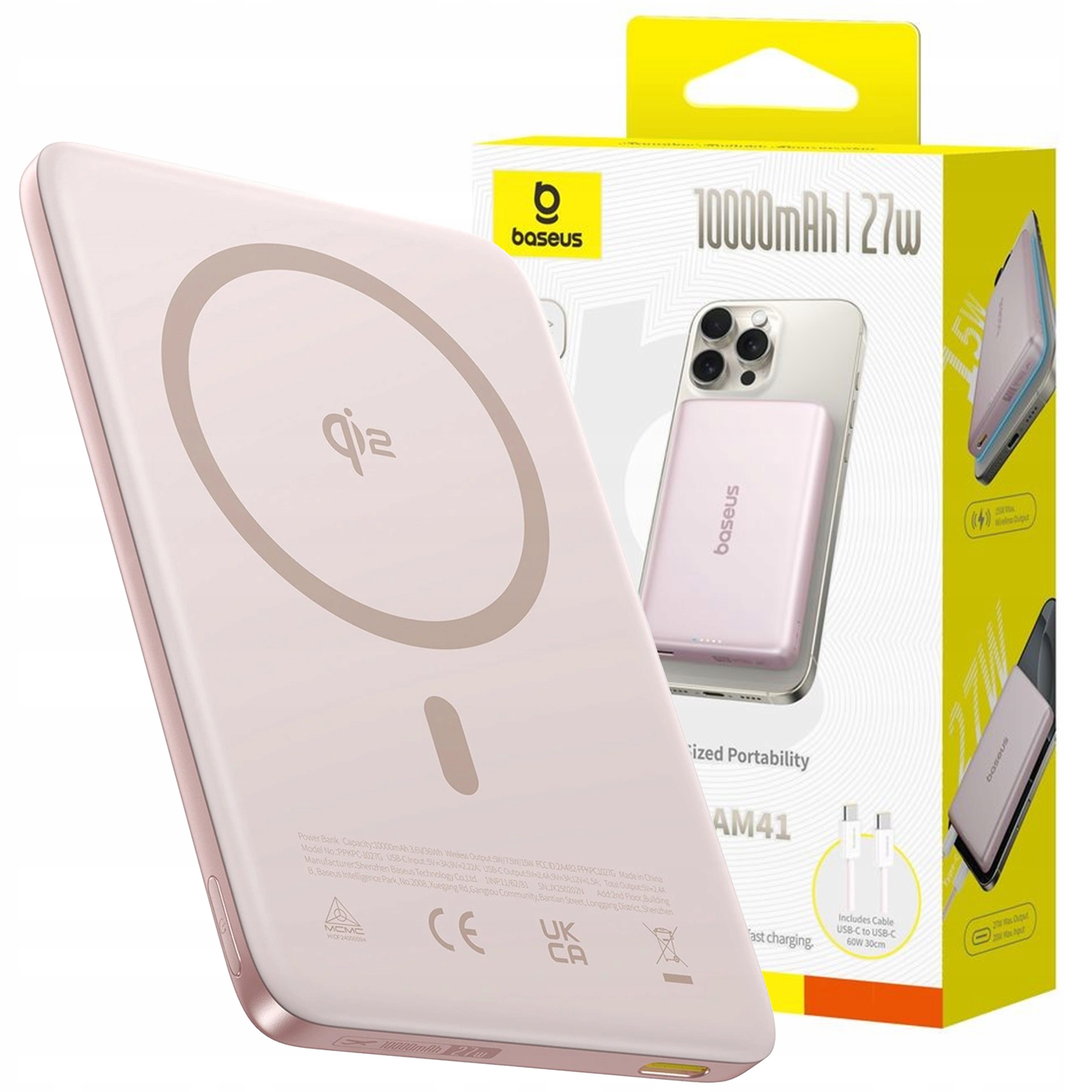 Baseus PicoGo AM41 Ultra-Slim Magnetic 5000mAh 20W Różowy