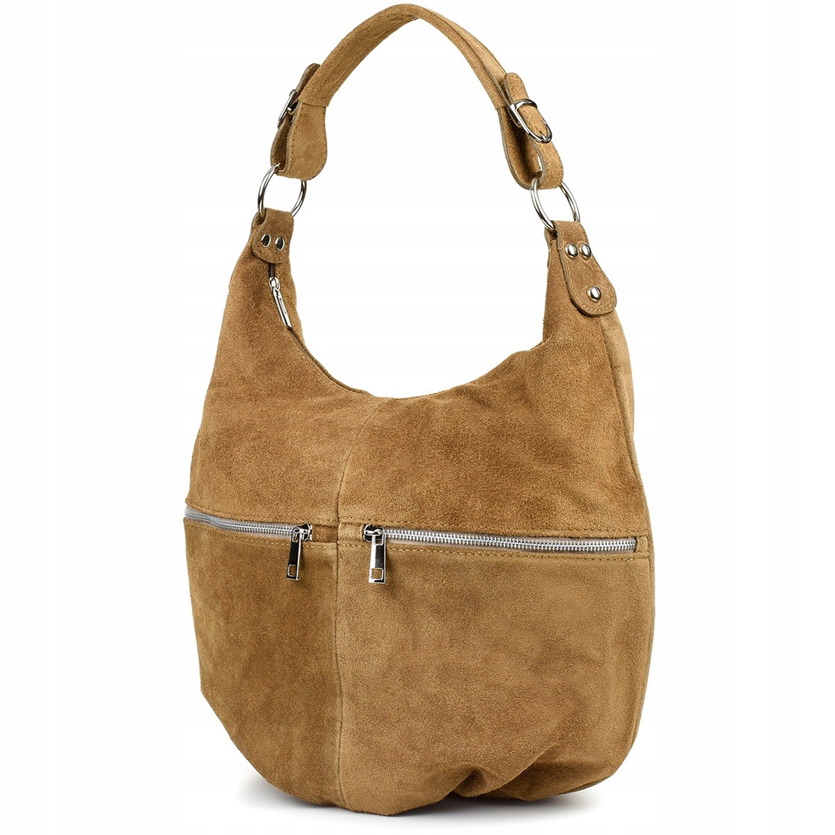 Dámská kožená taška shopperka semišová velká A4 taupe K51