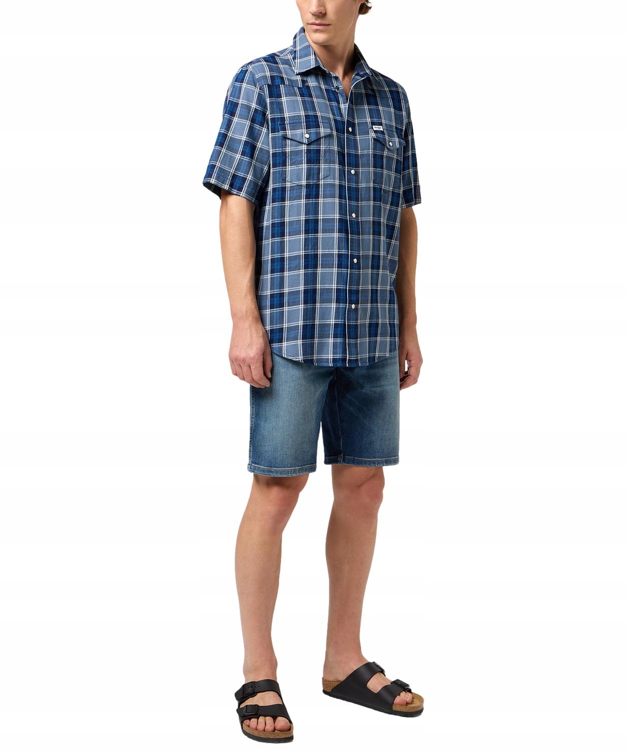 Koszula Wrangler SS WESTERN SHIRT 112350509 Light Blue Indigo L Rozmiar L