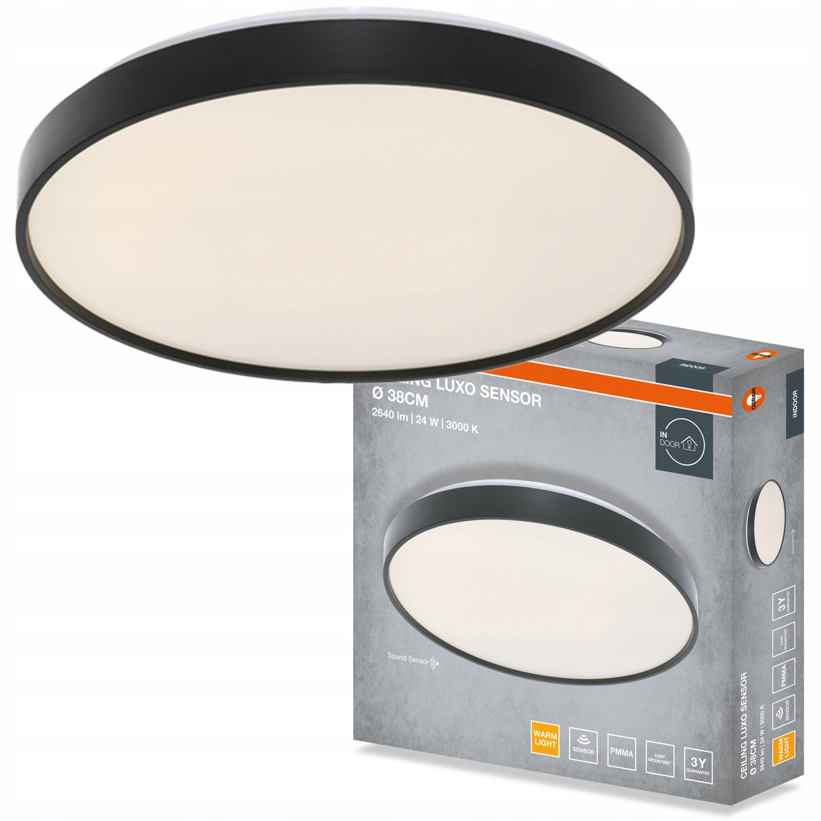 Stropní Svítidlo Led Stropní Svítidlo Nástěnné svítidlo se senzorem 24W 1320lm 3000K