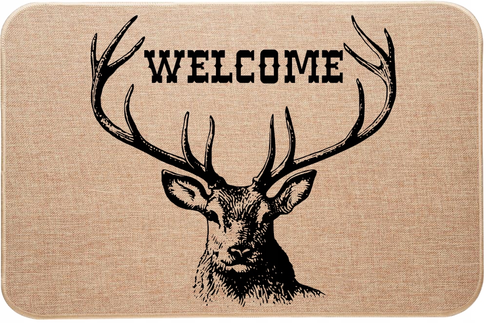 Lněná rohožka pod dveře Dárek pro myslivce Jelen Welcome