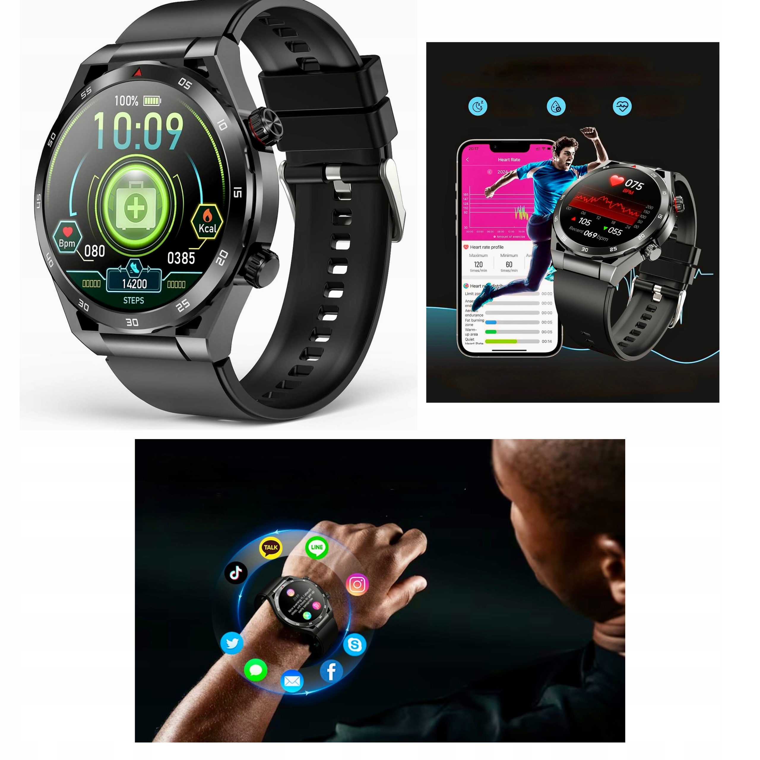 Smartwatch Męski Sportowy Fitness Zegarek Smart Watch Earlysincere 1,39 Hd