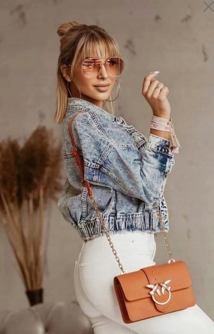 KURTKA JEANSOWA KATANA OVERSIZE JEANS STYLOWA S Model Krótki, kurtka, katana, jeans, przejściowy