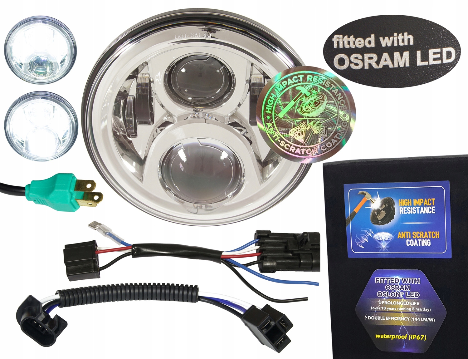 Lampa 7 palcov Anti-Scratch Led Osram 144 lm/W 17/27 W Nízka spotreba pre Harley