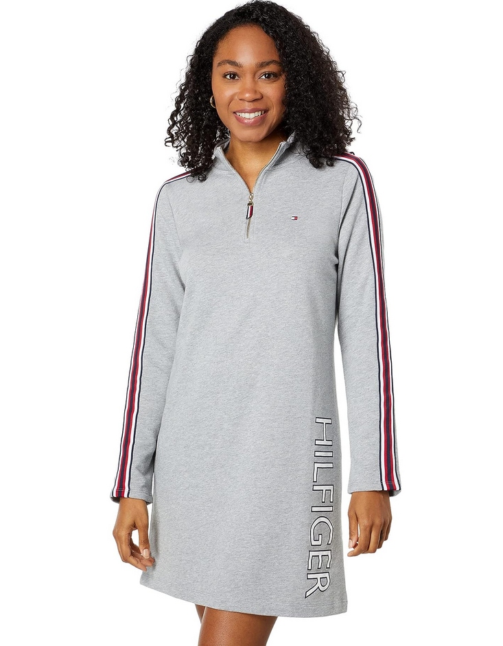 Tommy Hilfiger dámské mikinové šaty Zip-Up šedé XL