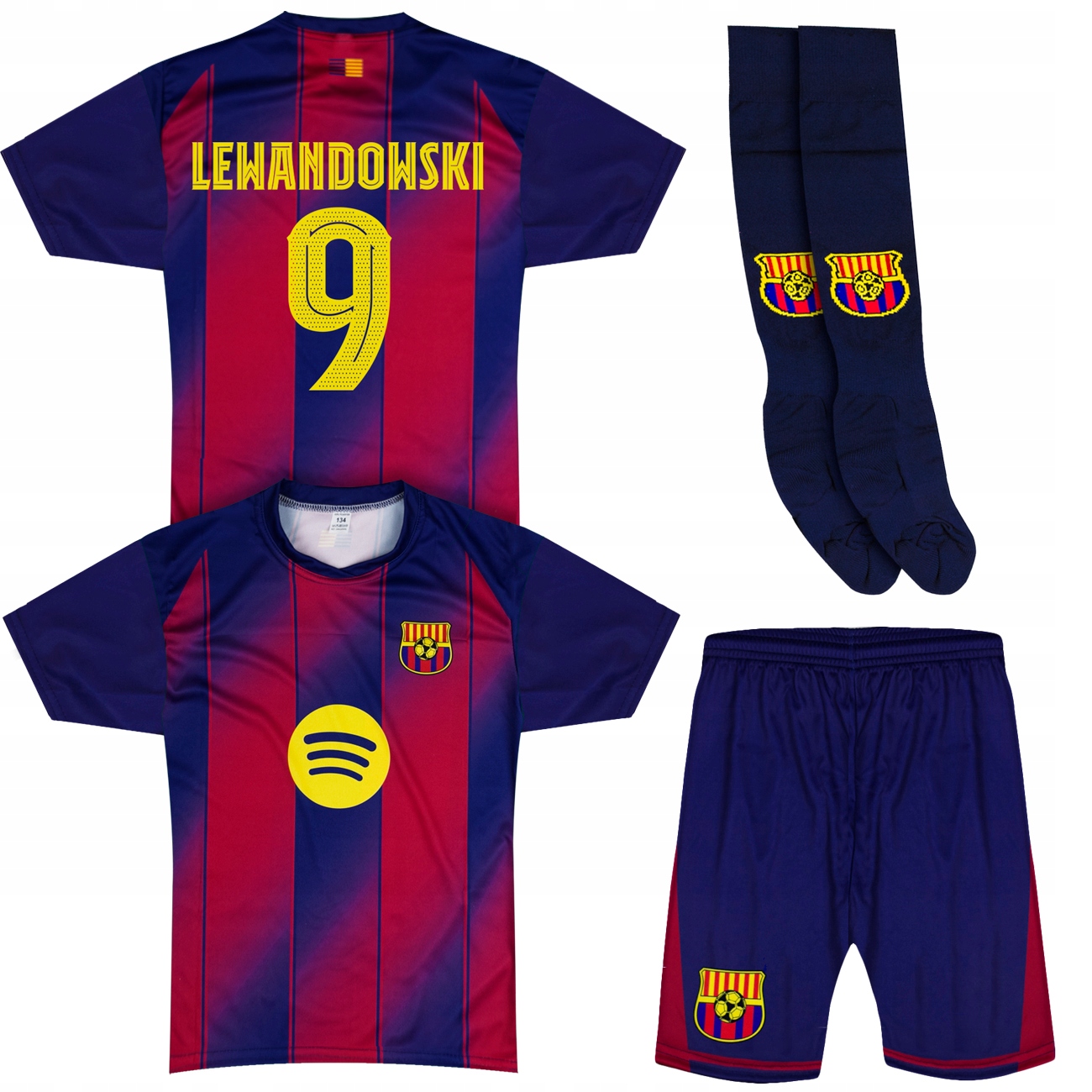 Strój piłkarski z getrami zestaw 3w1 komplet z nazwiskiem zawodnika 140