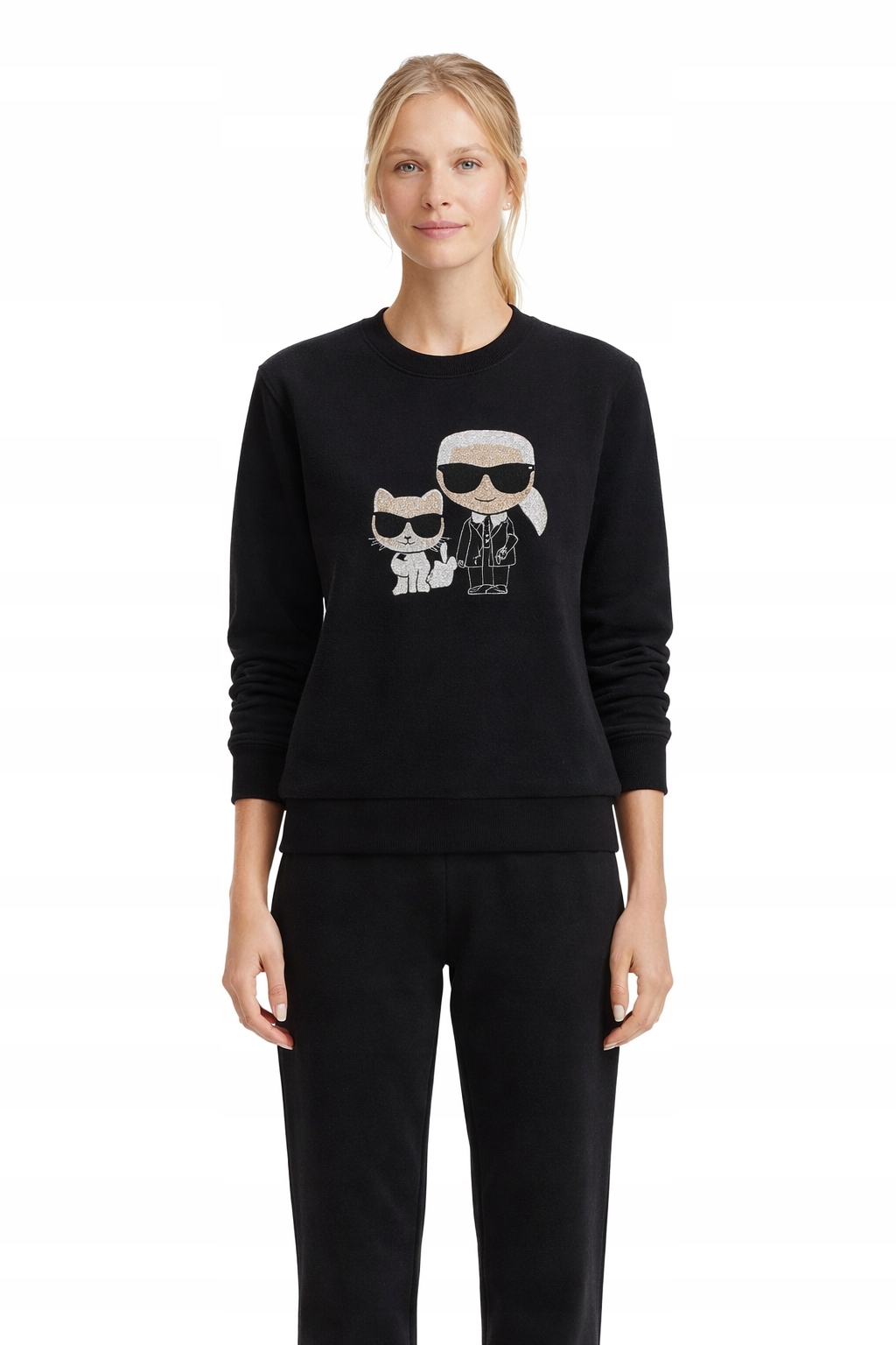 Karl Lagerfeld Černá Mikina Z Bavlny Se Zirkony Xs I3C