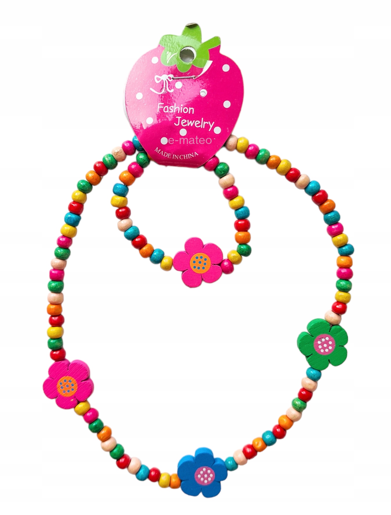 ZESTAW BIŻUTERII DLA DZIECKA, DZIEWCZYNEK NASZYJNIK BRANSOLETKA DREWNIANE