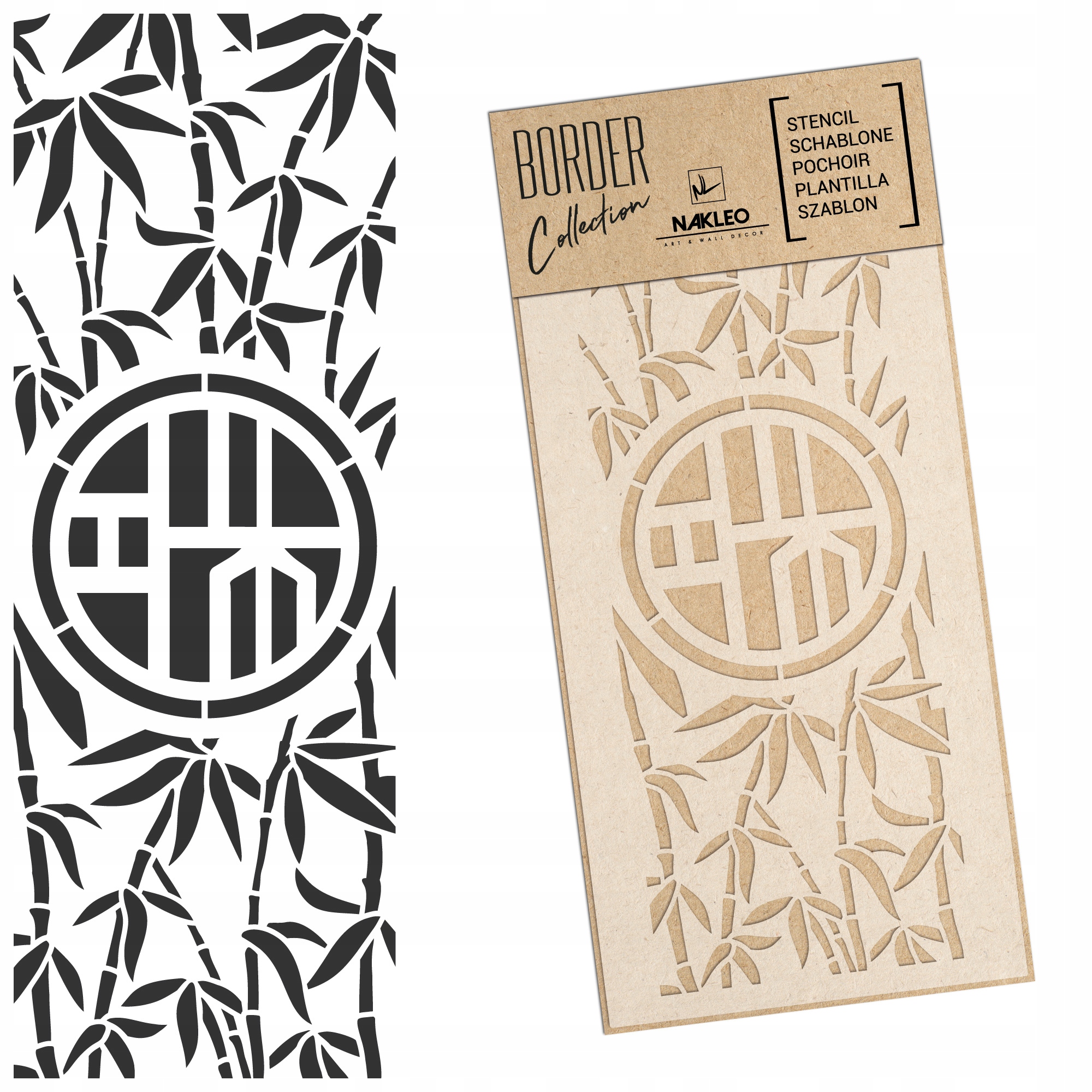 Malířská šablona Bordura Opakovaně Použitelný 45x95 cm Dekor Bambus Symbol Štěstí