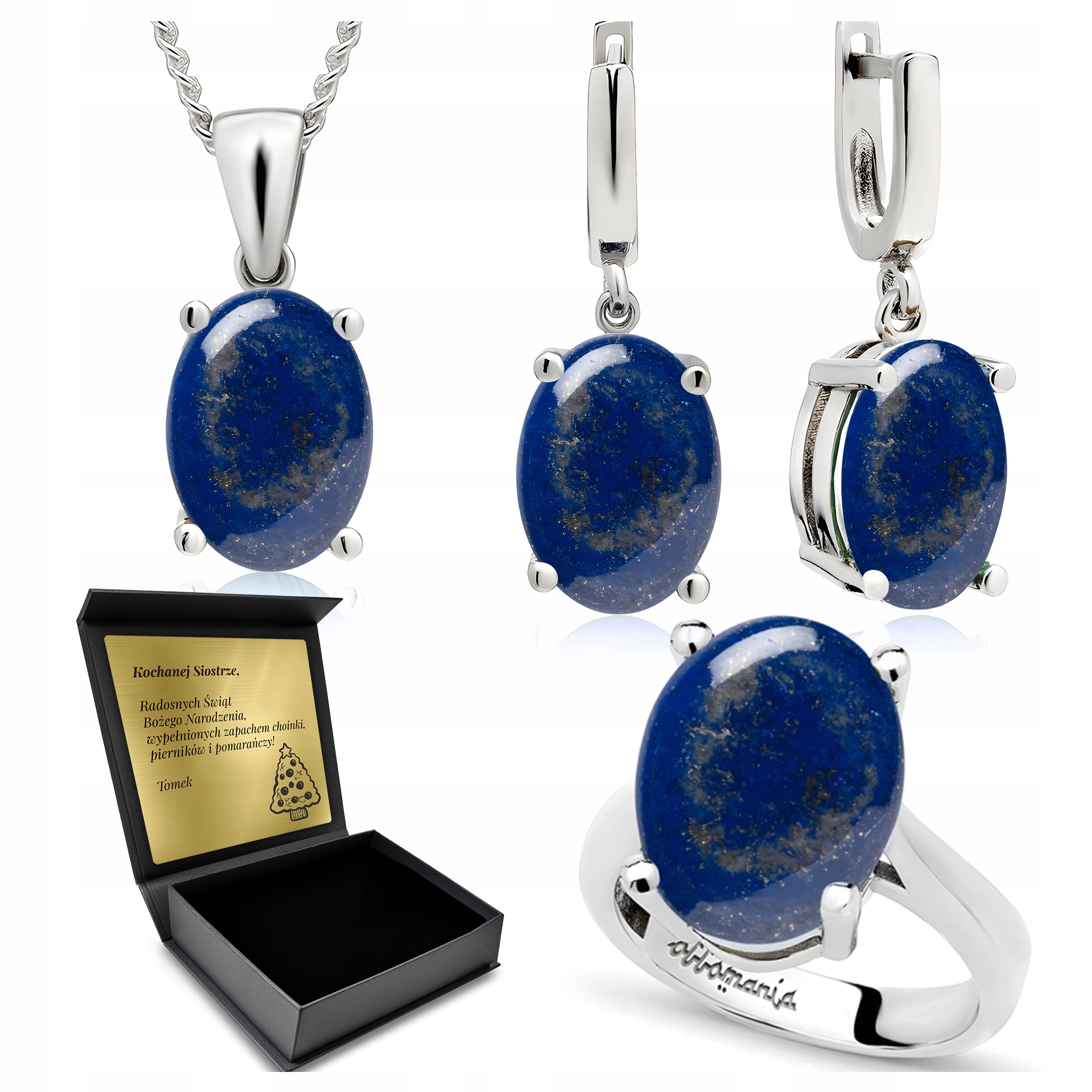Komplet Stříbrných Šperků Komplet Lapis Lazuli Dárek pro ženu Gravírování