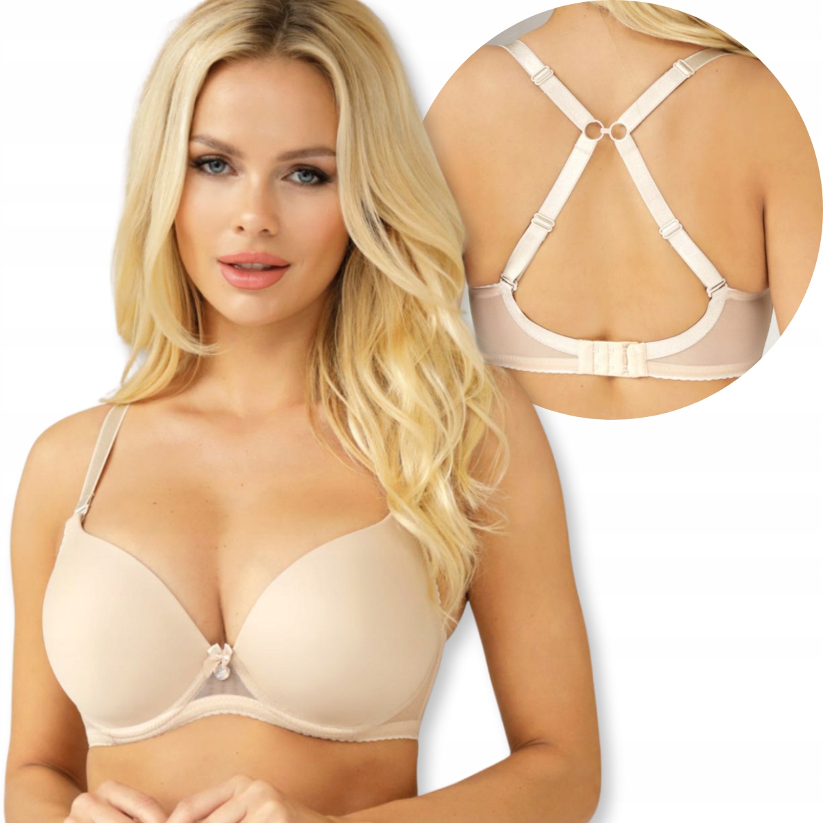 Hladká v tělové barvě podprsenka Push Up Unikát Dagna ideální na Léto 75D