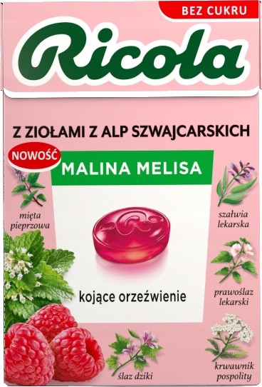 Levně Sada Ricola Malin Melisa Bonbóny na krk bez cukru 20 Ks 27,5g