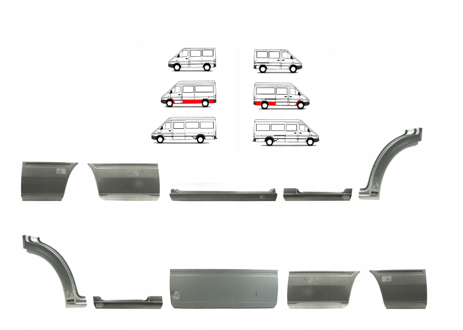 Progi / Reperaturki / Zestaw progów Mercedes Sprinter 95 - 06 Średni Numer katalogowy części 50624SZLP