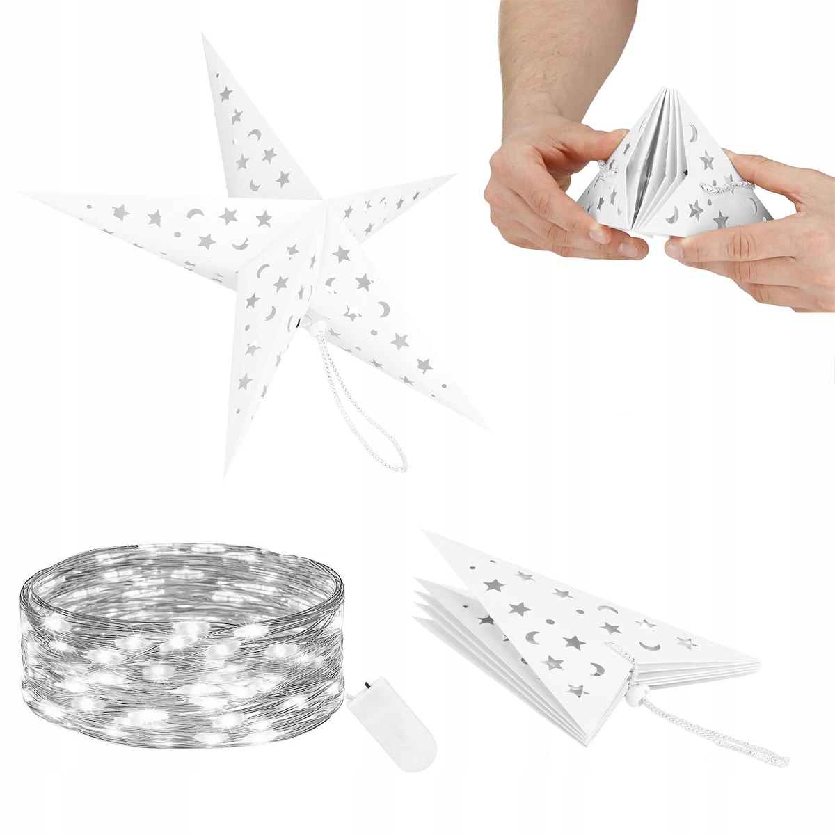 

Gwiazda Dekoracyjna Papierowa 10LED Zimny 25cm