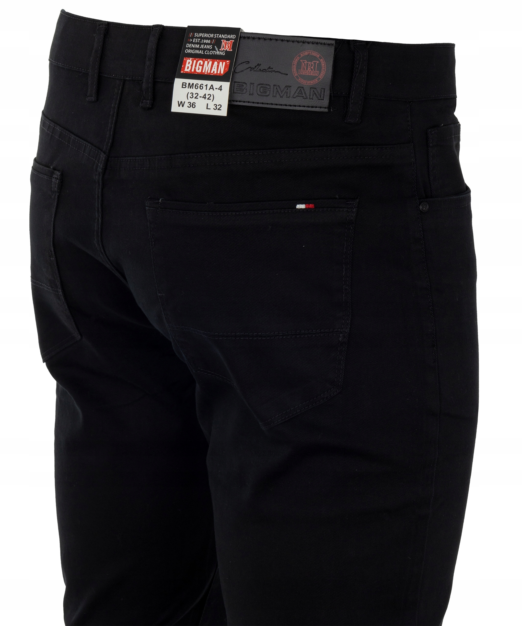 Spodnie Męskie Bawełniane Czarne Proste Gładkie W30