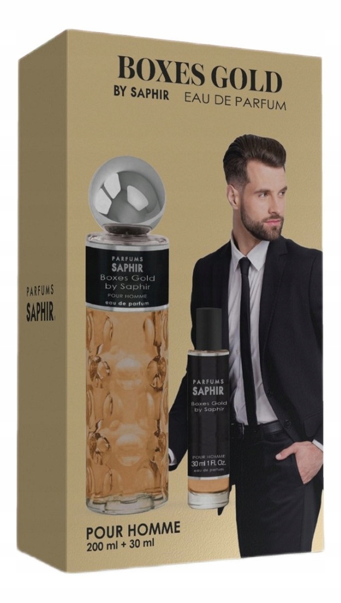 Saphir Boxes Gold Pour Homme sada parfémovaná voda 200 Ml parfémovaná voda 30 ml