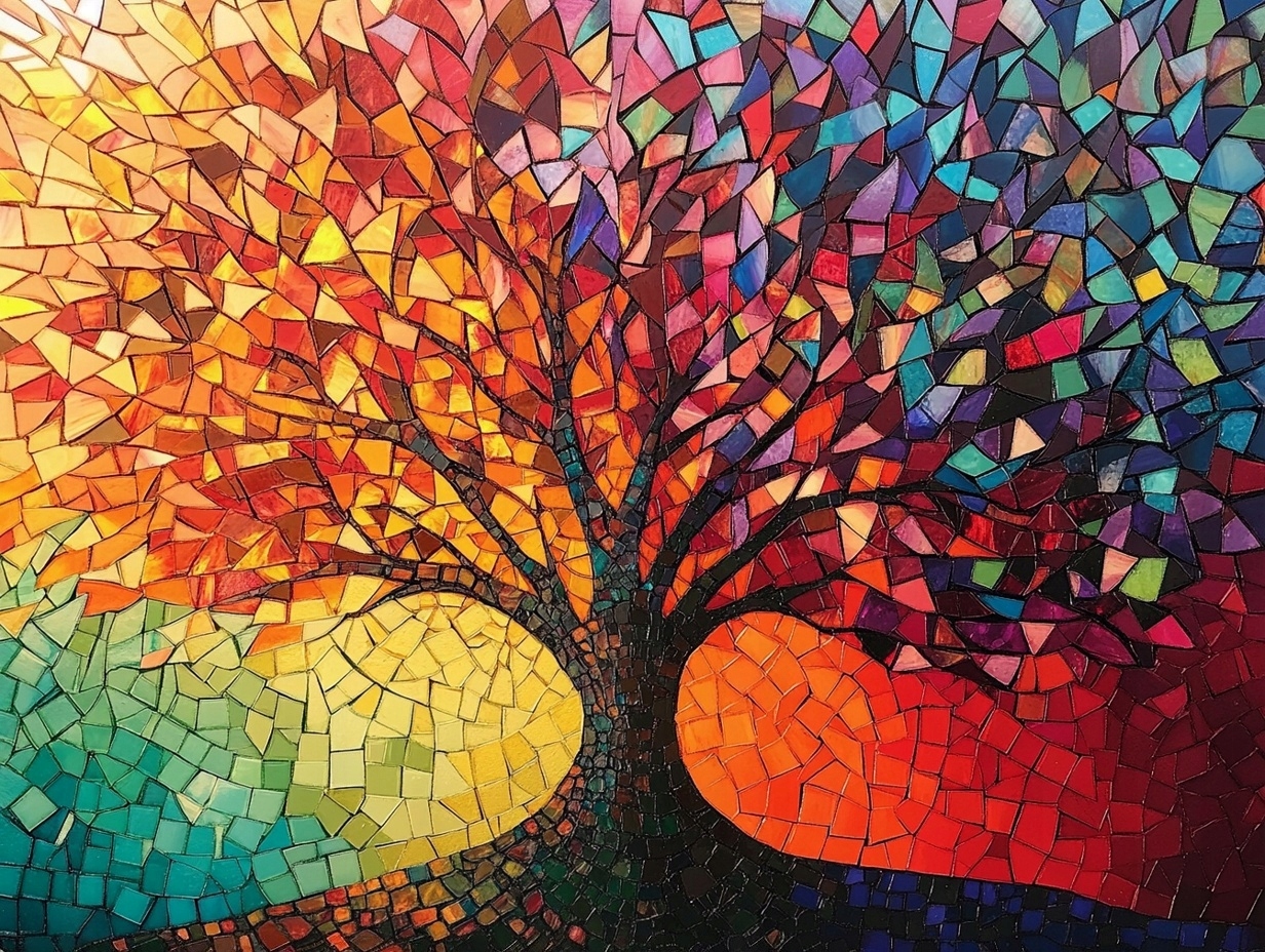 Obraz Na Plátně Canvas Dekorace Strom Života Mozaika Vitráž Boho 100x75