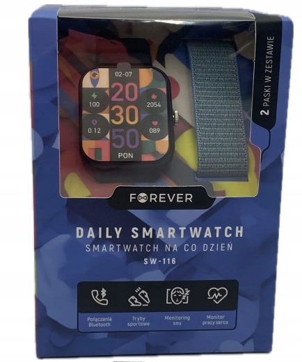 Forever Smartwatch Daily Smartwatch SW-116 czarny niebieski pasek
