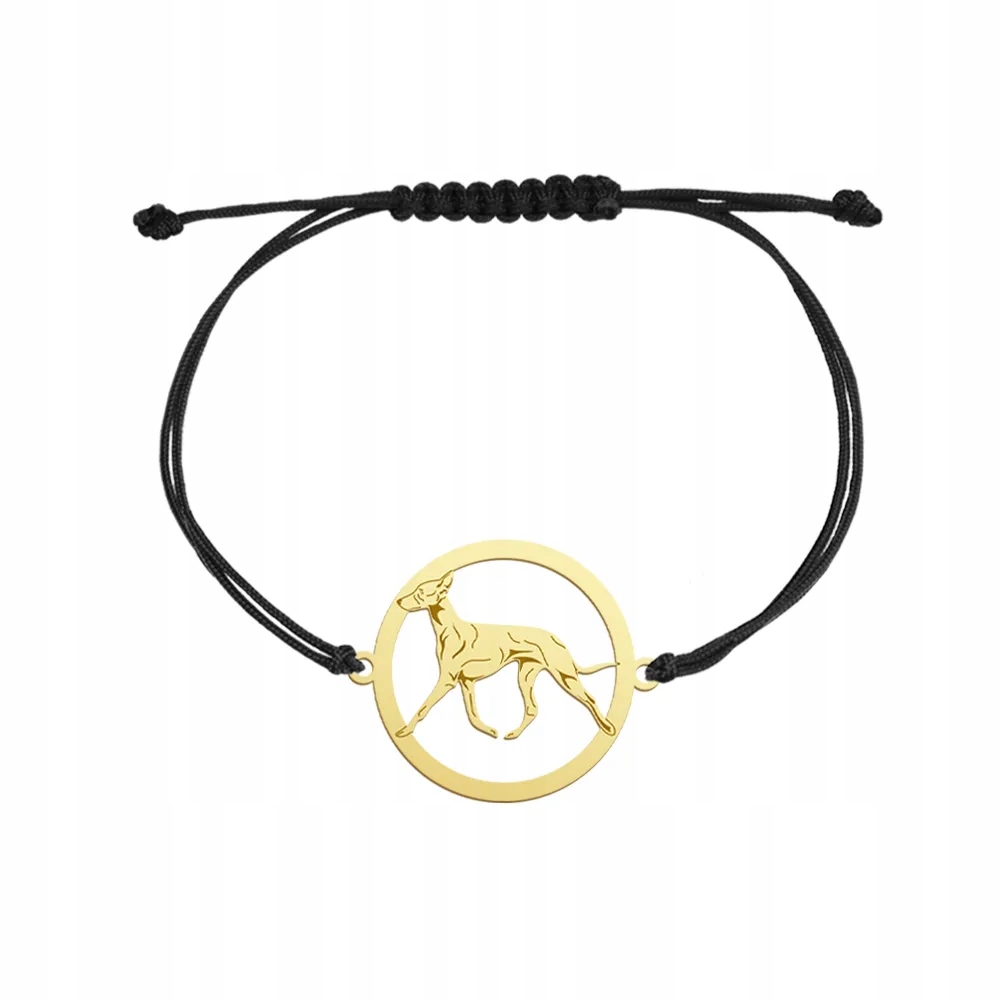 Zlatý náramek se psem Pharaoh Hound Stříbro 925 Šňůra Šperky Gravírování