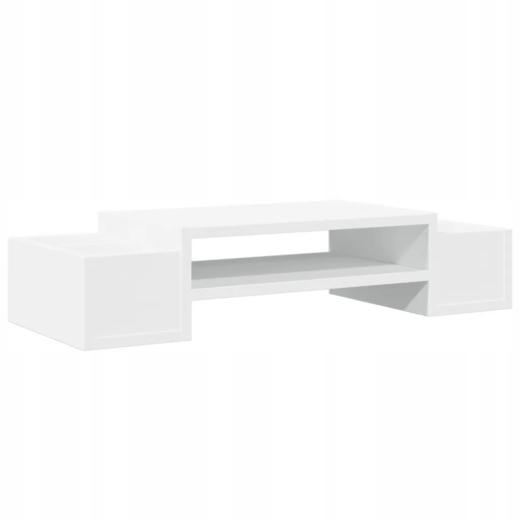 Podstawka pod monitor z półką i przegródkami, biały, 70 x 27 x 15 cm