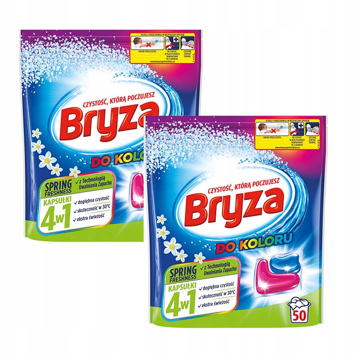 Levně Bryza 4w1 Spring Freshness kapsułki do prania do koloru 2x50 szt.
