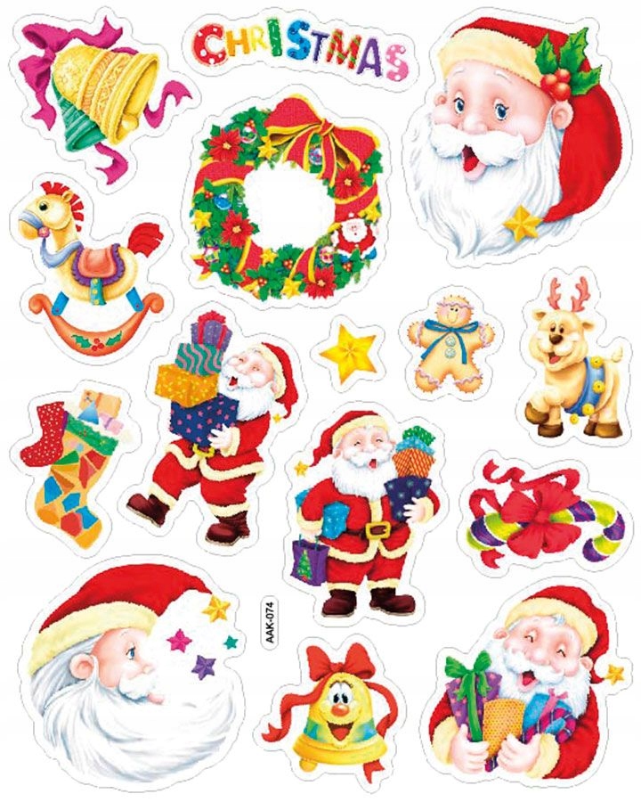 NAKLEJKI ŚWIĘTA MIKOŁAJ DZWONECZEK AAK-074 15szt