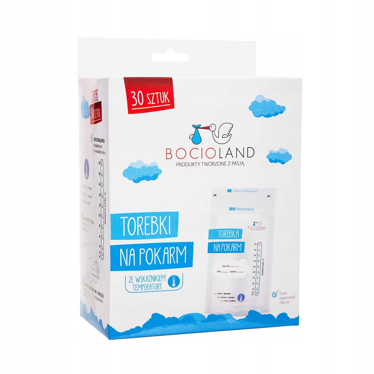 Bocio Woreczki przechowywanie pokarmu 200ml 30szt