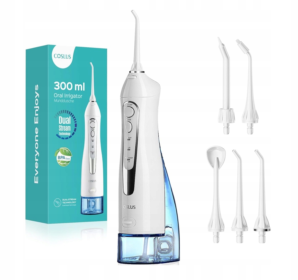COSLUS Bezprzewodowy Irygator Dentystyczny 300ML IPX7 Do Podróży — miniatura 8